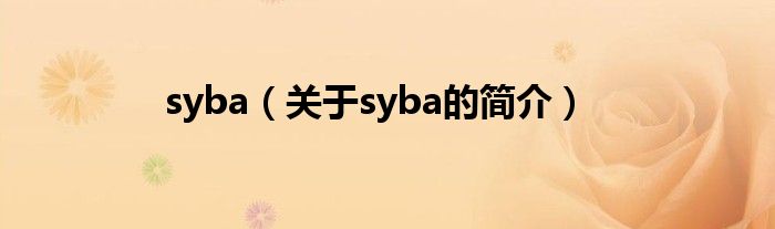 syba（關(guān)于syba的簡(jiǎn)介）