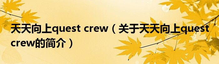 天天向上quest crew（關于天天向上quest crew的簡介）