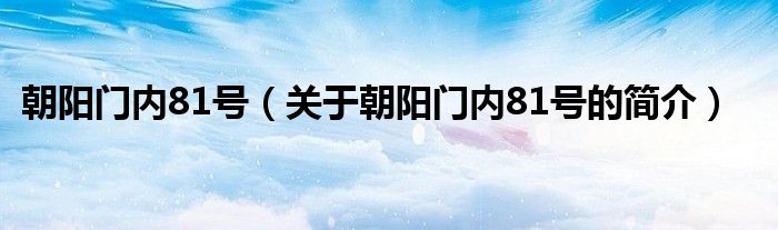 朝陽門內(nèi)81號(hào)（關(guān)于朝陽門內(nèi)81號(hào)的簡(jiǎn)介）