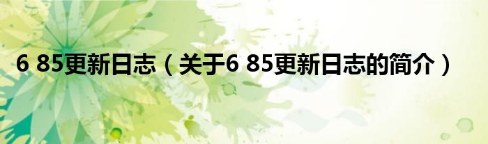 6 85更新日志（關于6 85更新日志的簡介）