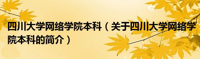 四川大學網(wǎng)絡學院本科（關于四川大學網(wǎng)絡學院本科的簡介）