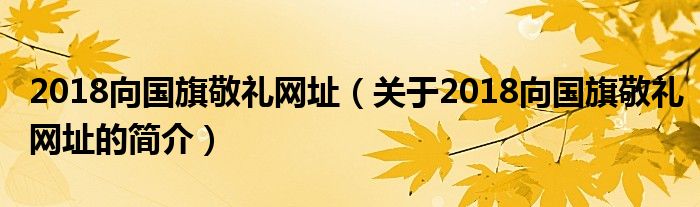 2018向國旗敬禮網(wǎng)址（關(guān)于2018向國旗敬禮網(wǎng)址的簡介）