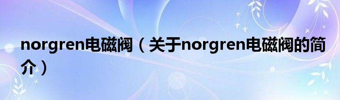 norgren電磁閥（關于norgren電磁閥的簡介）