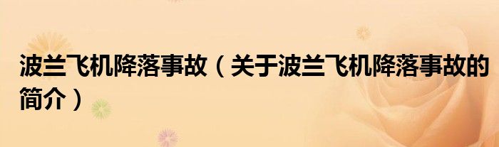 波蘭飛機降落事故（關(guān)于波蘭飛機降落事故的簡介）