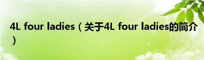 4L four ladies（關(guān)于4L four ladies的簡介）