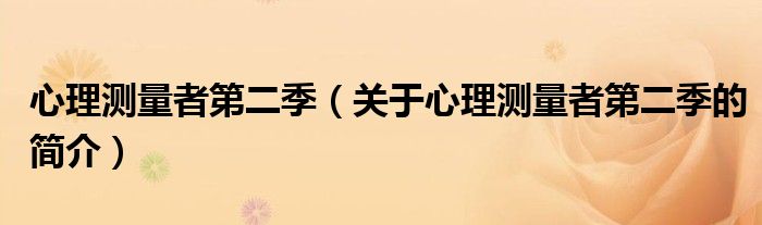 心理測(cè)量者第二季（關(guān)于心理測(cè)量者第二季的簡(jiǎn)介）