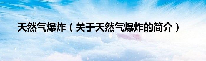 天然氣爆炸（關(guān)于天然氣爆炸的簡介）