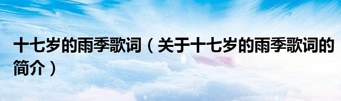 十七歲的雨季歌詞（關(guān)于十七歲的雨季歌詞的簡(jiǎn)介）