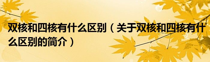 雙核和四核有什么區(qū)別（關于雙核和四核有什么區(qū)別的簡介）