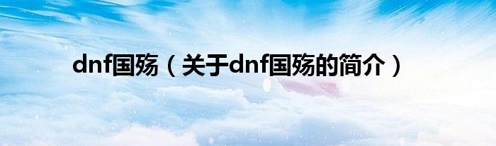 dnf國殤（關(guān)于dnf國殤的簡(jiǎn)介）