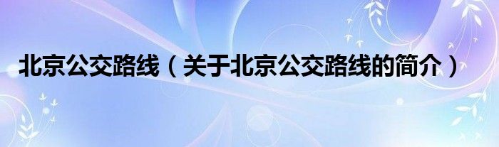 北京公交路線（關(guān)于北京公交路線的簡介）