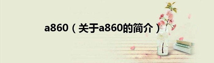 a860（關于a860的簡介）