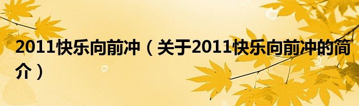 2011快樂向前沖（關(guān)于2011快樂向前沖的簡介）