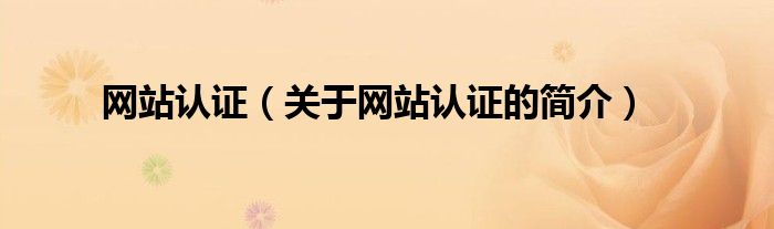 網(wǎng)站認(rèn)證（關(guān)于網(wǎng)站認(rèn)證的簡(jiǎn)介）