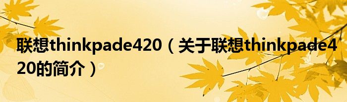 聯(lián)想thinkpade420（關(guān)于聯(lián)想thinkpade420的簡(jiǎn)介）