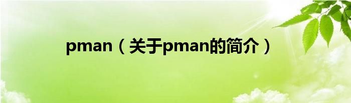 pman（關(guān)于pman的簡(jiǎn)介）