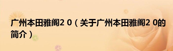 廣州本田雅閣2 0（關(guān)于廣州本田雅閣2 0的簡介）