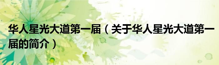 華人星光大道第一屆（關(guān)于華人星光大道第一屆的簡(jiǎn)介）