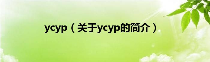 ycyp（關(guān)于ycyp的簡介）