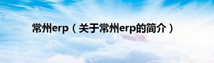 常州erp（關于常州erp的簡介）