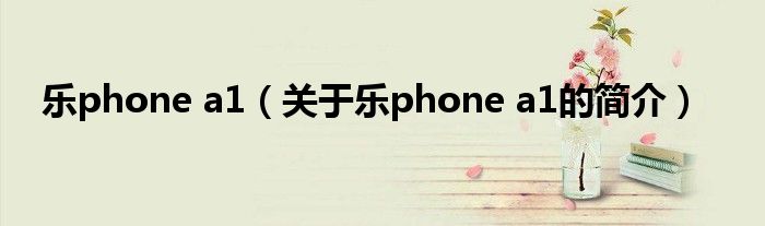 樂phone a1（關(guān)于樂phone a1的簡介）