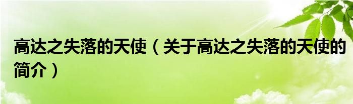 高達(dá)之失落的天使（關(guān)于高達(dá)之失落的天使的簡介）