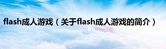 flash成人游戲（關(guān)于flash成人游戲的簡(jiǎn)介）