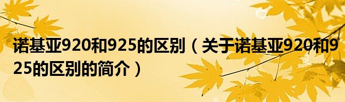 諾基亞920和925的區(qū)別（關(guān)于諾基亞920和925的區(qū)別的簡(jiǎn)介）