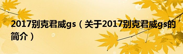 2017別克君威gs（關(guān)于2017別克君威gs的簡介）