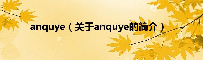 anquye（關(guān)于anquye的簡介）