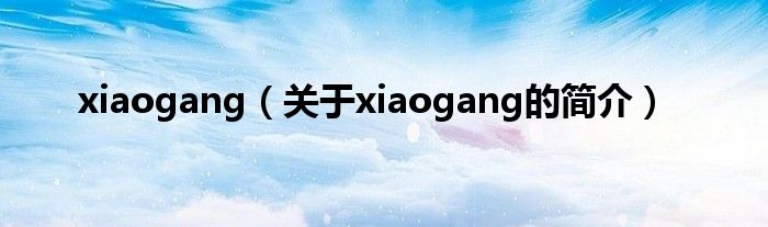 xiaogang（關于xiaogang的簡介）