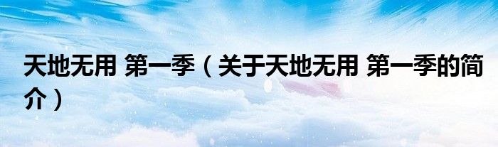 天地?zé)o用 第一季（關(guān)于天地?zé)o用 第一季的簡介）