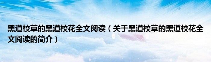 黑道校草的黑道校花全文閱讀（關(guān)于黑道校草的黑道?；ㄈ拈喿x的簡介）