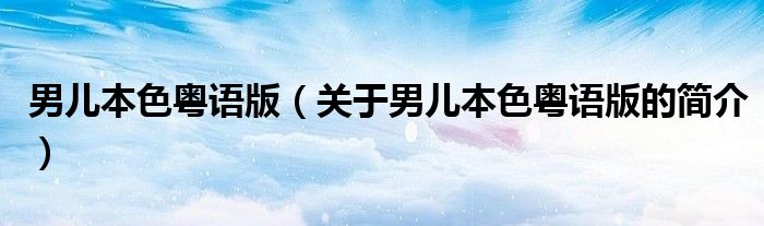 男兒本色粵語版（關(guān)于男兒本色粵語版的簡介）