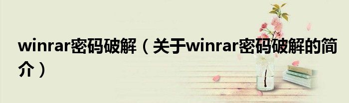 winrar密碼破解（關(guān)于winrar密碼破解的簡(jiǎn)介）