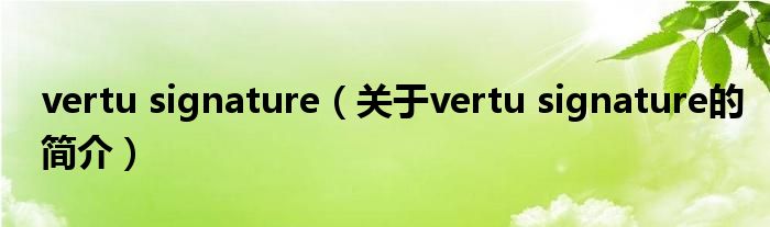 vertu signature（關(guān)于vertu signature的簡(jiǎn)介）