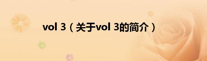 vol 3（關(guān)于vol 3的簡介）