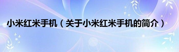 小米紅米手機（關于小米紅米手機的簡介）