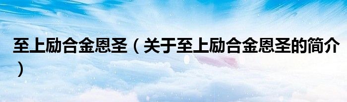 至上勵合金恩圣（關(guān)于至上勵合金恩圣的簡介）