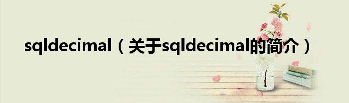 sqldecimal（關(guān)于sqldecimal的簡介）