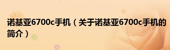 諾基亞6700c手機(jī)（關(guān)于諾基亞6700c手機(jī)的簡(jiǎn)介）