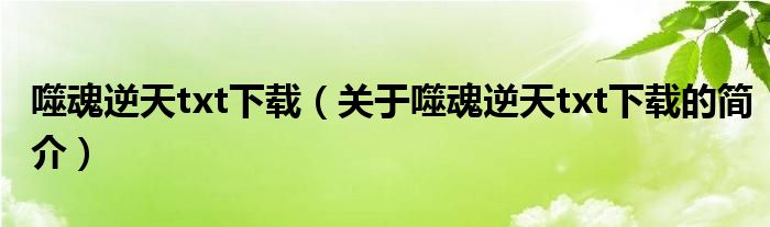 噬魂逆天txt下載（關(guān)于噬魂逆天txt下載的簡(jiǎn)介）