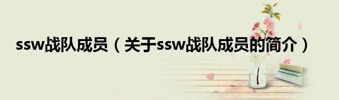 ssw戰(zhàn)隊(duì)成員（關(guān)于ssw戰(zhàn)隊(duì)成員的簡(jiǎn)介）