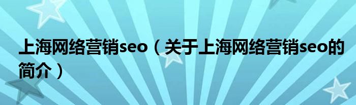 上海網(wǎng)絡營銷seo（關于上海網(wǎng)絡營銷seo的簡介）