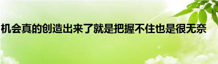 機(jī)會真的創(chuàng)造出來了就是把握不住也是很無奈