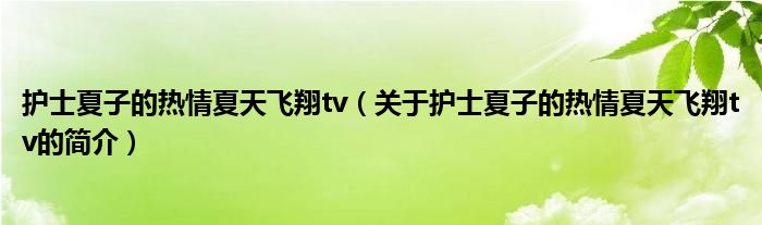 護(hù)士夏子的熱情夏天飛翔tv（關(guān)于護(hù)士夏子的熱情夏天飛翔tv的簡(jiǎn)介）