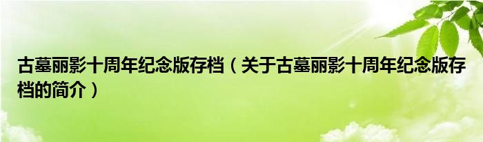 古墓麗影十周年紀念版存檔（關于古墓麗影十周年紀念版存檔的簡介）