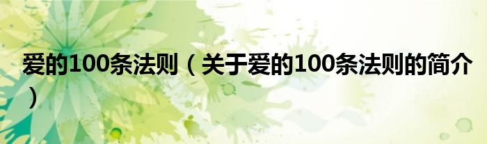 愛的100條法則（關(guān)于愛的100條法則的簡介）