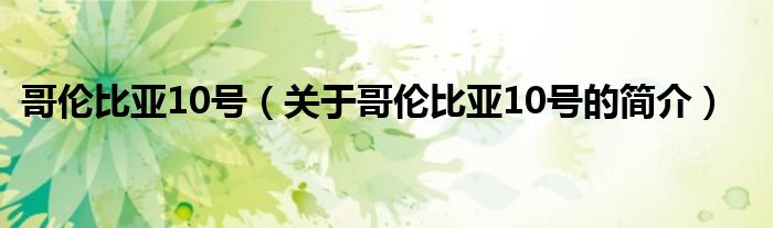 哥倫比亞10號(hào)（關(guān)于哥倫比亞10號(hào)的簡(jiǎn)介）