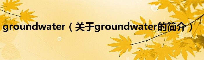 groundwater（關(guān)于groundwater的簡(jiǎn)介）